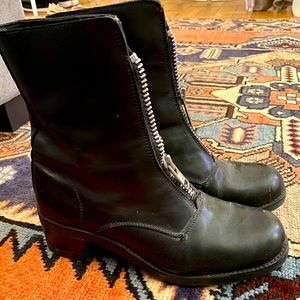 Black real leather boots